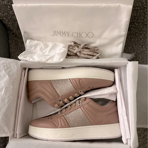 New Jimmy Choo Women’s Sneakers Hawaii 38.5 Ballet Pink $650 - Picture 2 of 7